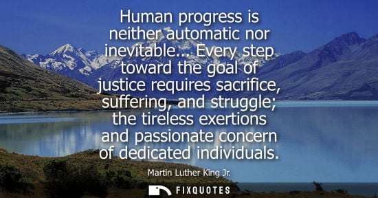 Small: Human progress is neither automatic nor inevitable... Every step toward the goal of justice requires sacrifice