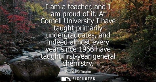 Small: I am a teacher, and I am proud of it. At Cornell University I have taught primarily undergraduates, and
