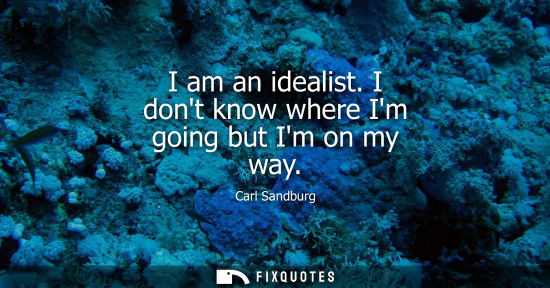 Small: I am an idealist. I dont know where Im going but Im on my way