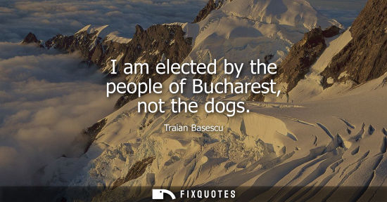 Small: I am elected by the people of Bucharest, not the dogs