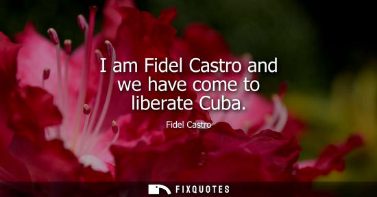 Small: I am Fidel Castro and we have come to liberate Cuba