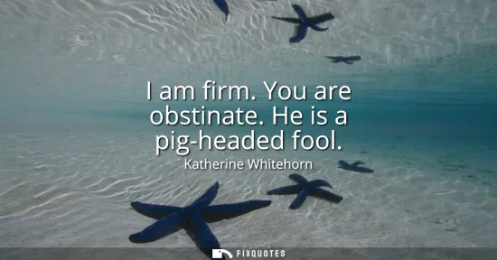 Small: I am firm. You are obstinate. He is a pig-headed fool