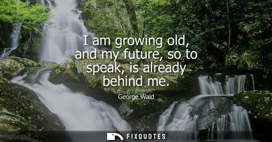 Small: I am growing old, and my future, so to speak, is already behind me