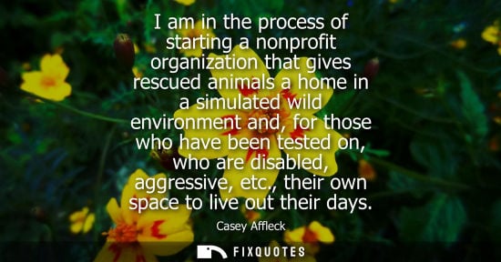 Small: I am in the process of starting a nonprofit organization that gives rescued animals a home in a simulat