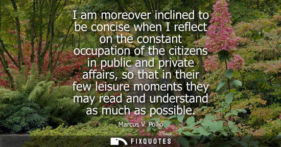 Small: I am moreover inclined to be concise when I reflect on the constant occupation of the citizens in publi