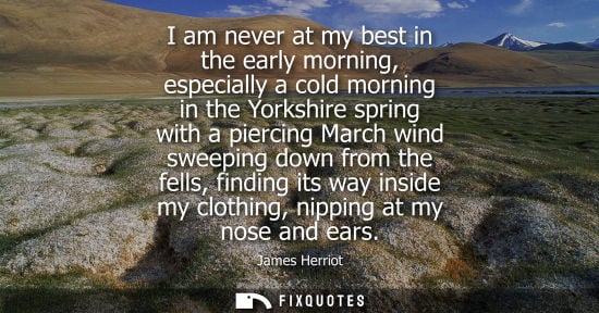 Small: I am never at my best in the early morning, especially a cold morning in the Yorkshire spring with a pi