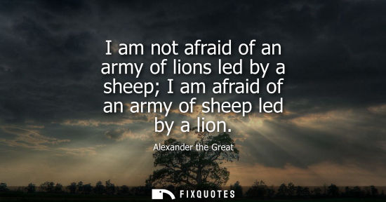 Small: I am not afraid of an army of lions led by a sheep I am afraid of an army of sheep led by a lion