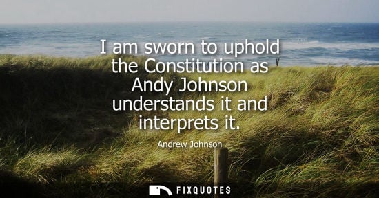 Small: I am sworn to uphold the Constitution as Andy Johnson understands it and interprets it