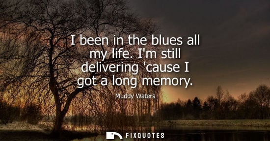 Small: Muddy Waters: I been in the blues all my life. Im still delivering cause I got a long memory