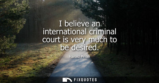 Small: I believe an international criminal court is very much to be desired