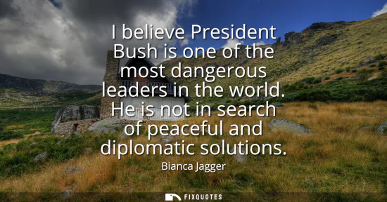 Small: I believe President Bush is one of the most dangerous leaders in the world. He is not in search of peaceful an