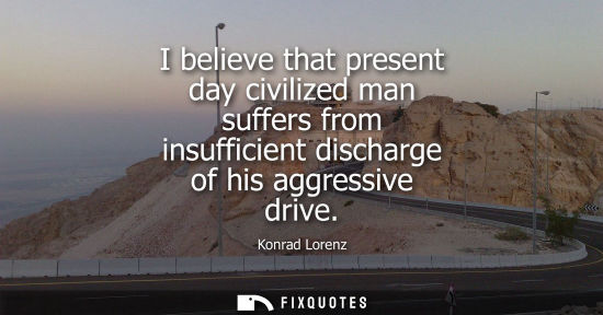 Small: I believe that present day civilized man suffers from insufficient discharge of his aggressive drive