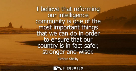 Small: I believe that reforming our intelligence community is one of the most important things that we can do 