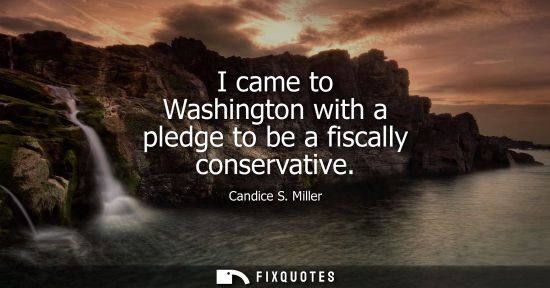 Small: I came to Washington with a pledge to be a fiscally conservative