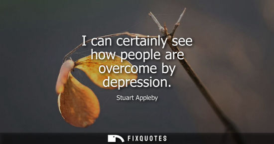 Small: Stuart Appleby: I can certainly see how people are overcome by depression