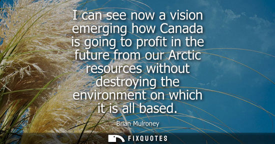 Small: I can see now a vision emerging how Canada is going to profit in the future from our Arctic resources w