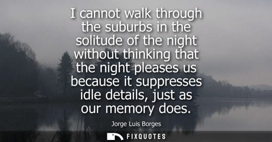 Small: I cannot walk through the suburbs in the solitude of the night without thinking that the night pleases 