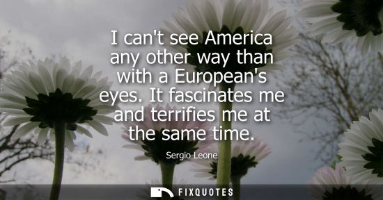 Small: I cant see America any other way than with a Europeans eyes. It fascinates me and terrifies me at the s