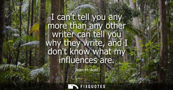 Small: I cant tell you any more than any other writer can tell you why they write, and I dont know what my inf