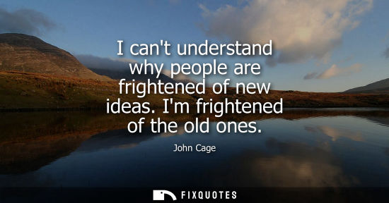 Small: I cant understand why people are frightened of new ideas. Im frightened of the old ones