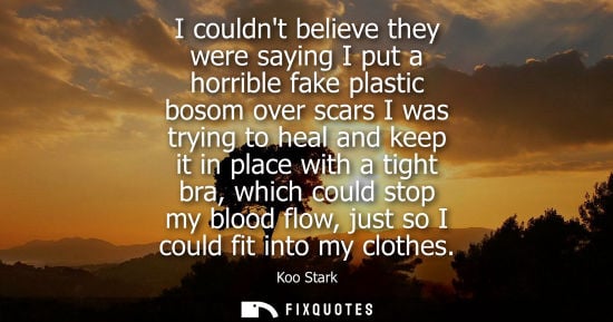 Small: I couldnt believe they were saying I put a horrible fake plastic bosom over scars I was trying to heal 