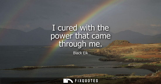 Small: I cured with the power that came through me - Black Elk
