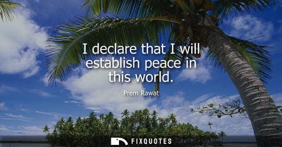 Small: I declare that I will establish peace in this world