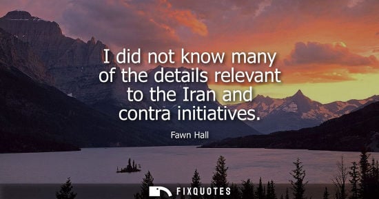 Small: I did not know many of the details relevant to the Iran and contra initiatives