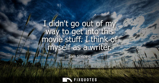 Small: I didnt go out of my way to get into this movie stuff. I think of myself as a writer