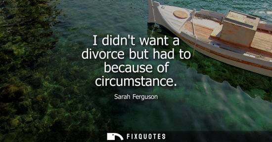 Small: I didnt want a divorce but had to because of circumstance