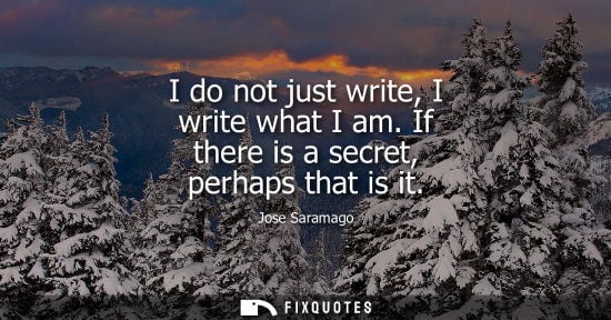 Small: I do not just write, I write what I am. If there is a secret, perhaps that is it - Jose Saramago