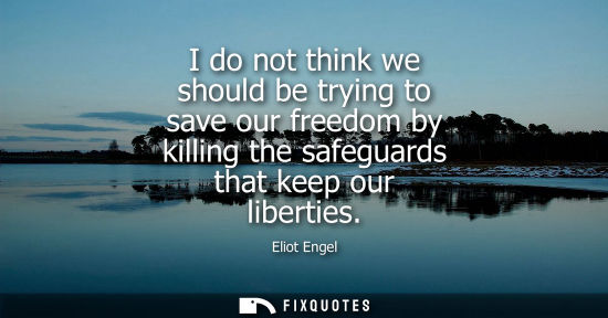 Small: I do not think we should be trying to save our freedom by killing the safeguards that keep our libertie