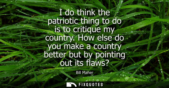 Small: Bill Maher: I do think the patriotic thing to do is to critique my country. How else do you make a country bet