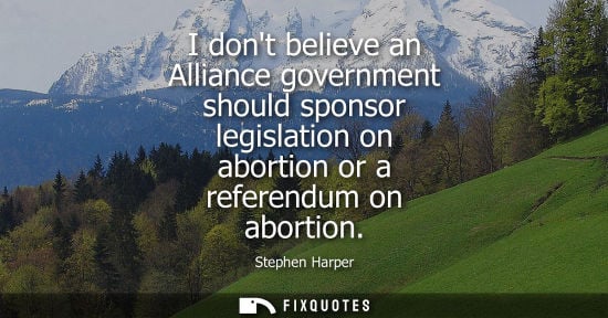 Small: I dont believe an Alliance government should sponsor legislation on abortion or a referendum on abortio