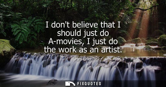 Small: I dont believe that I should just do A-movies, I just do the work as an artist