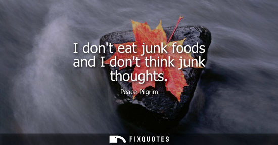 Small: I dont eat junk foods and I dont think junk thoughts