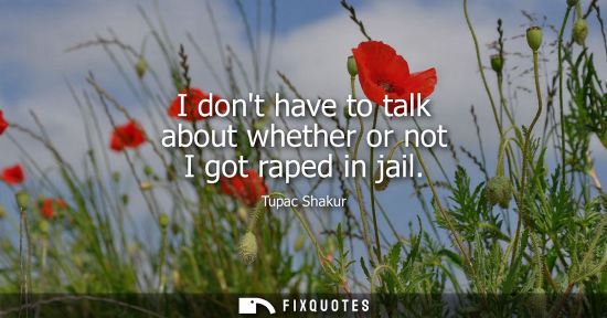 Small: I dont have to talk about whether or not I got raped in jail