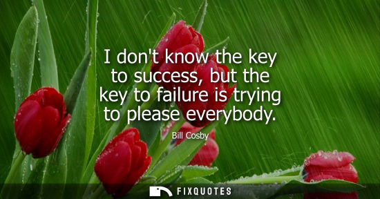 Small: I dont know the key to success, but the key to failure is trying to please everybody - Bill Cosby
