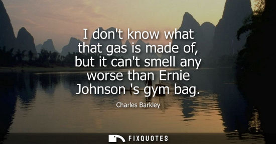 Small: I dont know what that gas is made of, but it cant smell any worse than Ernie Johnson s gym bag