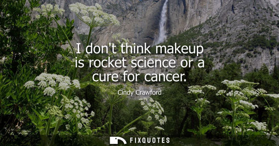 Small: I dont think makeup is rocket science or a cure for cancer