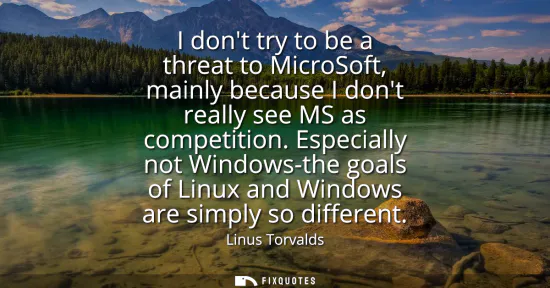 Small: I dont try to be a threat to MicroSoft, mainly because I dont really see MS as competition. Especially not Win