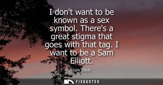 Small: I dont want to be known as a sex symbol. Theres a great stigma that goes with that tag. I want to be a 