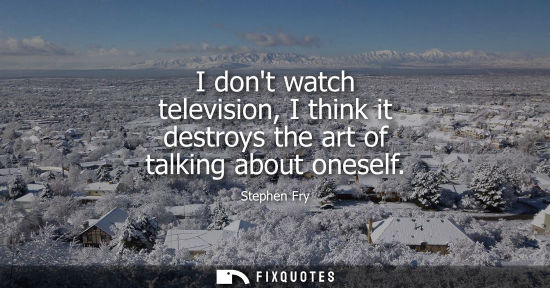 Small: I dont watch television, I think it destroys the art of talking about oneself