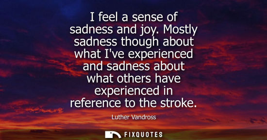 Small: I feel a sense of sadness and joy. Mostly sadness though about what Ive experienced and sadness about w