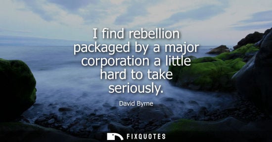 Small: I find rebellion packaged by a major corporation a little hard to take seriously - David Byrne