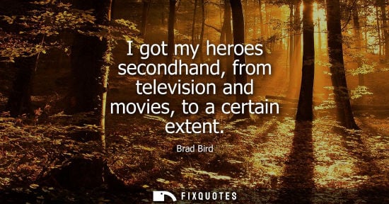Small: I got my heroes secondhand, from television and movies, to a certain extent - Brad Bird