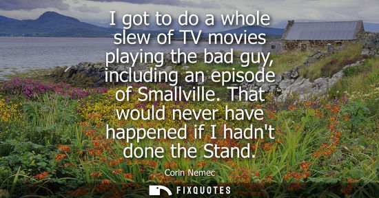 Small: I got to do a whole slew of TV movies playing the bad guy, including an episode of Smallville. That wou