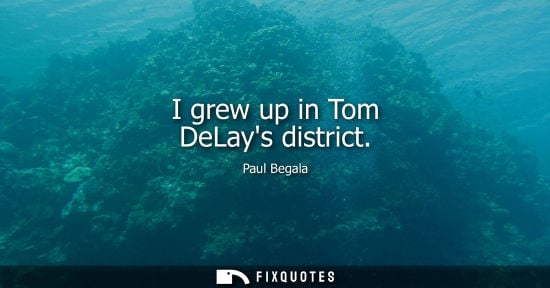 Small: I grew up in Tom DeLays district