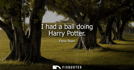 Small: I had a ball doing Harry Potter