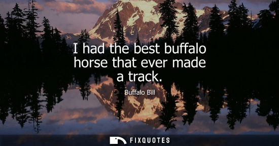 Small: I had the best buffalo horse that ever made a track
